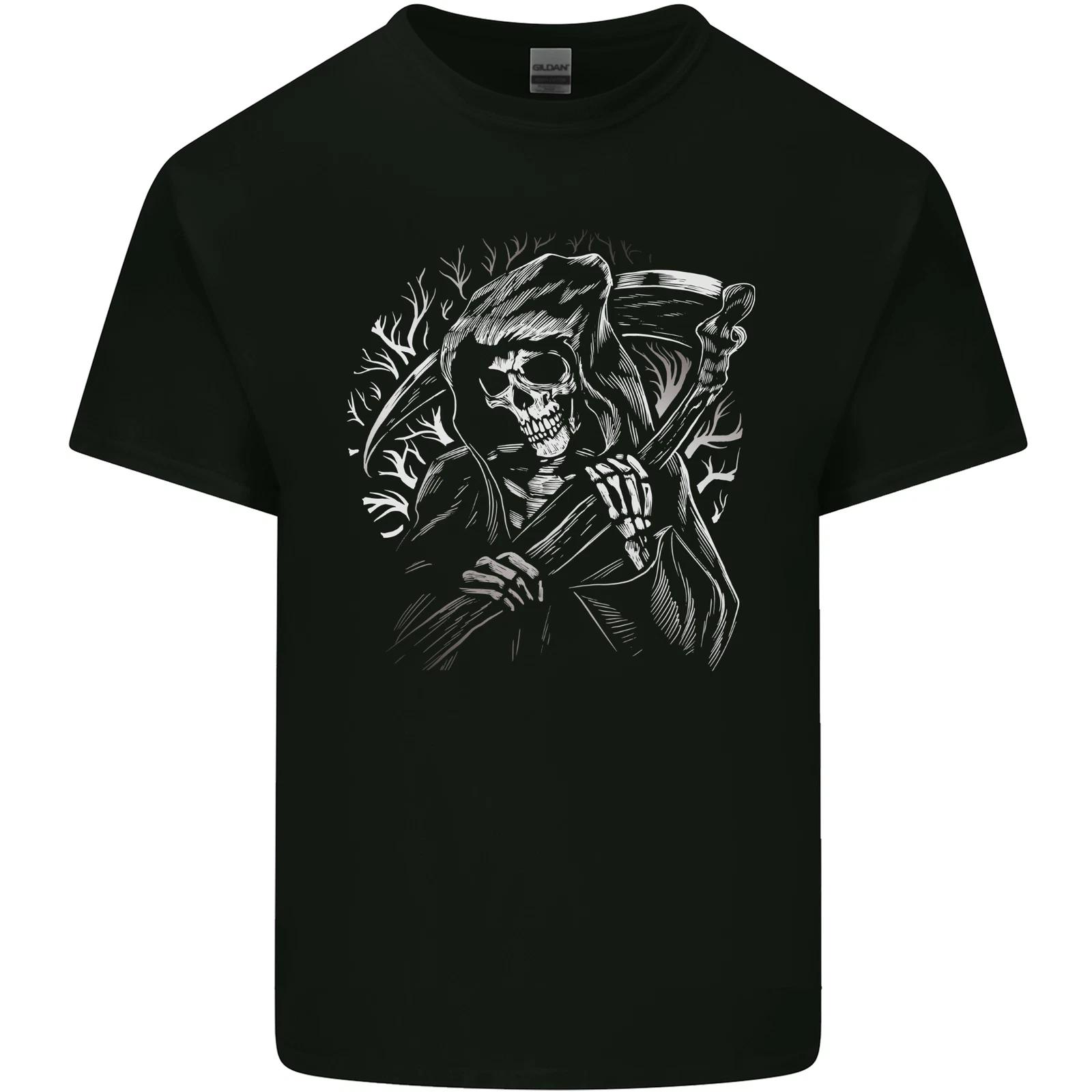 Grim Reaper Illustration Kids T-Shirt Childrens 2XL