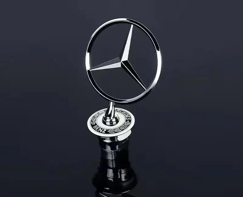 44MM Chrome Car Star Hood Badge Front Emblem Logo for Mercedes Benz C E S Class W204 W205 W212 W213 W211 W220 W222 W223 FA1
