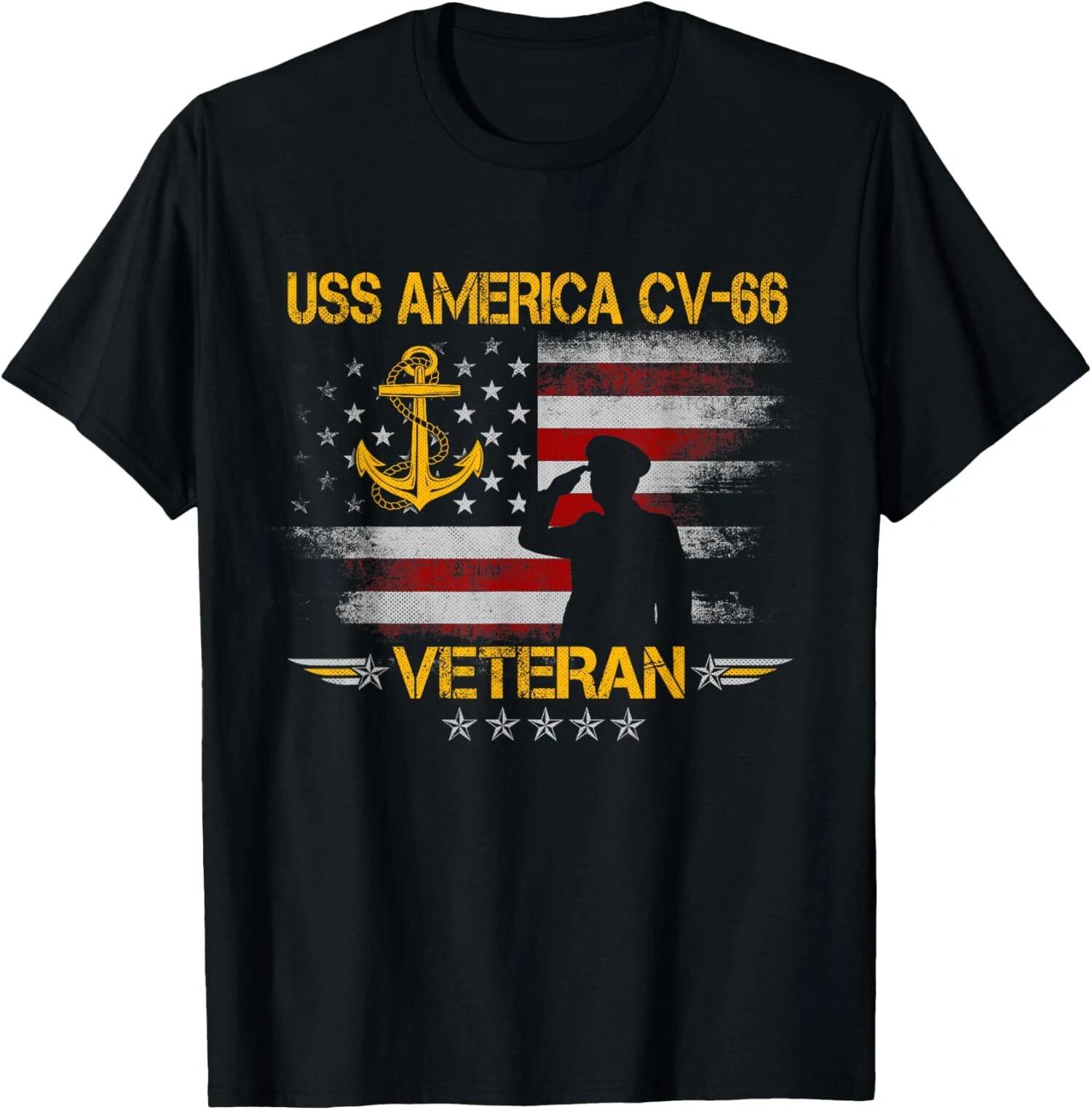 USS America CV-66 Aircraft Carrier Veteran Flag Veterans Day T-Shirt XXL