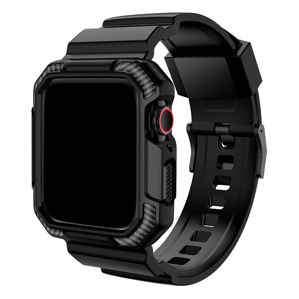 Dropshipping Rugged Sports Band Smartwatch apple Watch Strap for apple Watch case with Band 45mm 44mm 41mm Watchband Accessories 42mm/44mm/45mm чёрный