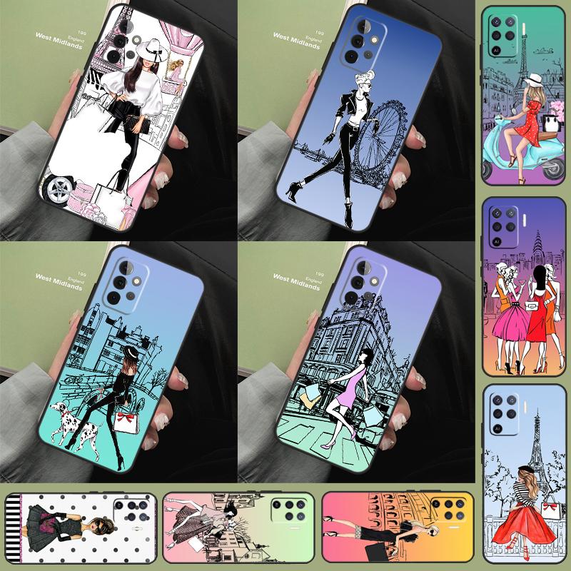 Fashion Girl Case For Samsung Galaxy A15 A22 A52 A32 A54 A14 A16 A26 A36 A56 A55 A35 A05 A06 A53 A33 A13