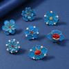 Retro Minimalist Mini Flower Brooch, Imitation Blue Porcelain Shirt Collar Pin, Summer Shawl, Anti-slip Mark Accessory