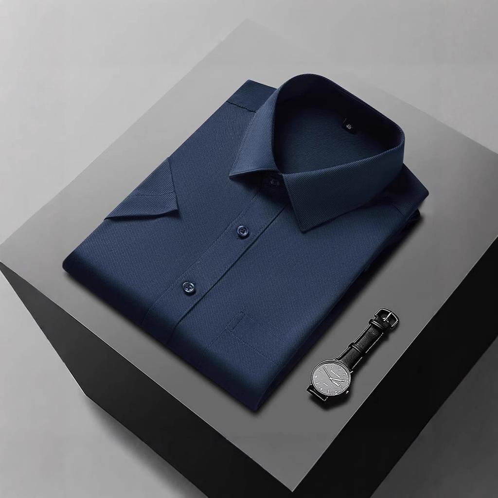 New Romon anti-wrinkle short-sleeved shirt men's short-sleeved white men's shirt non-ironing high-end overalls inch shirt