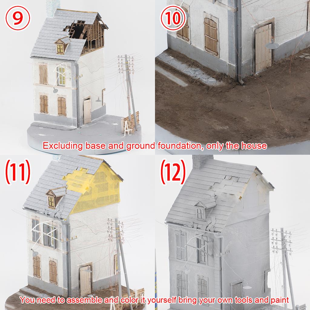 Assembly Architectural Model Sand Table Architectural Building Model Brick Concrete Building Villa Diorama Scale Model Kit 1/35