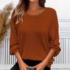Plus Size Women's New Autumn Round Neck Solid Color Loose Long Sleeved Top