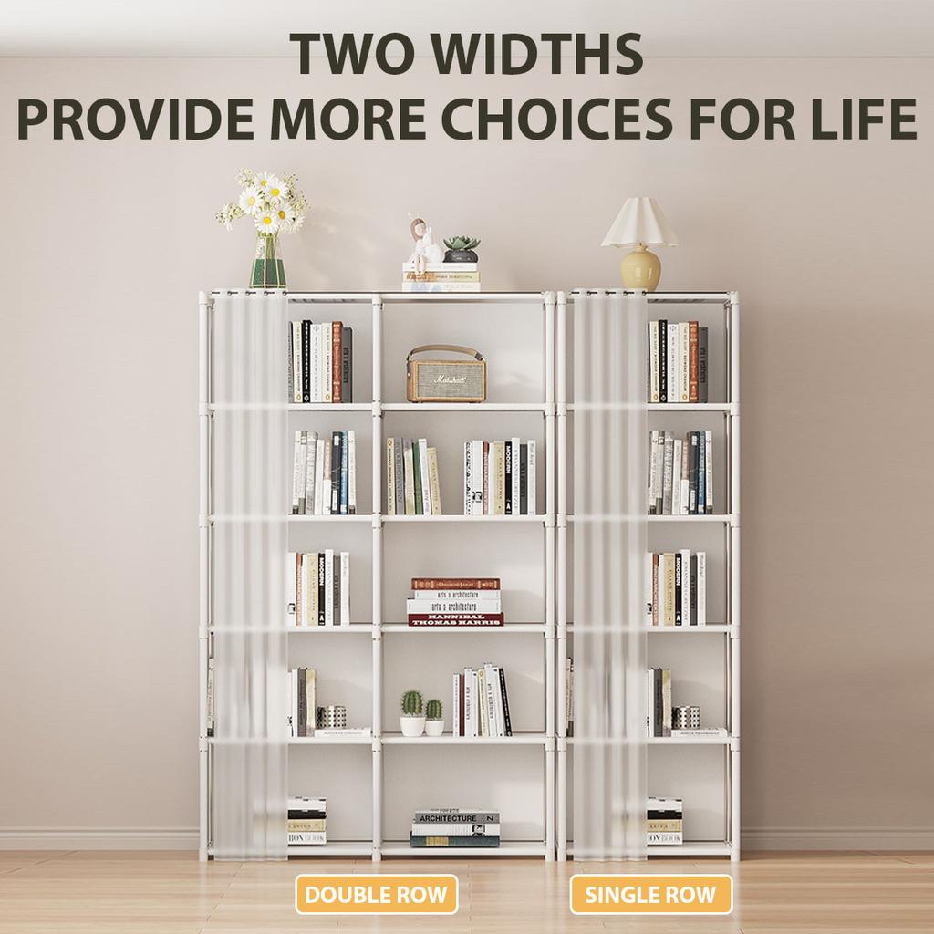 5 Layers Household Dustproof Bookshelf Living Room Multi-layer Storage Cabinet Simple Assembly Wardrobe Closet Organizer Shelf