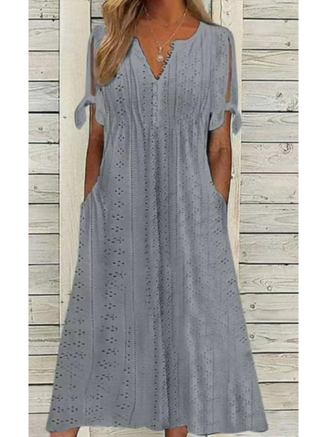 2024 New Fashion High-Waisted Casual Loose Embroidered Dress