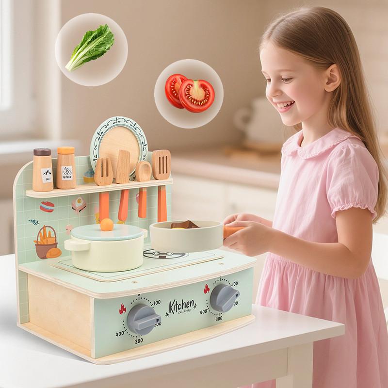 Wooden Mini Simulation Kitchen Utensil Set Children Toys For Imaginative Role Play