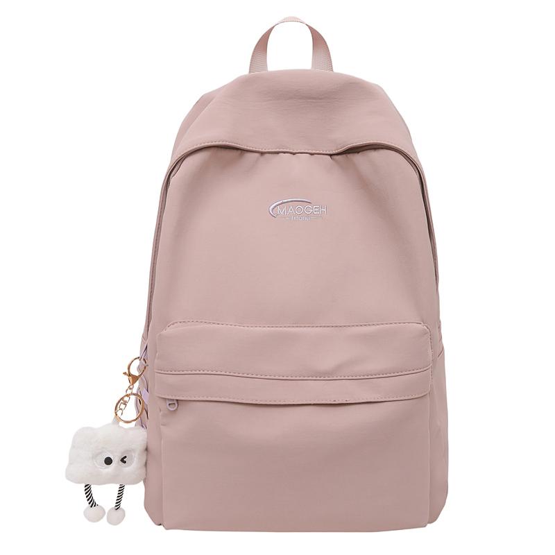 Solid Color Backpack Women's Large Capacity College Style Backpack Student Schoolbag