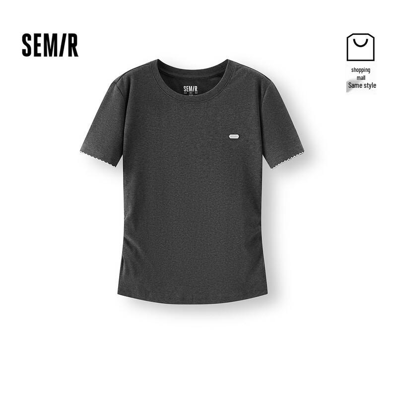 Semir Women s Slim Fit Pleated Color-Block Short Sleeve T-Shirt XL