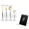 Messer, Gabel und Löffel, Geschenkbox, Edelstahl, Spiegel, Geschirr, Titan, vierteiliges Set aus schwarzem Löffel-Set