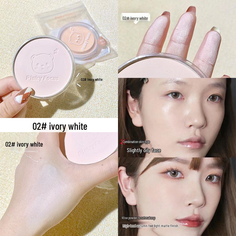 

Little Bear Light Feather Powder: Fine, non-cakey, minimizes transfer, versatile use wet or dry, perfect for students.