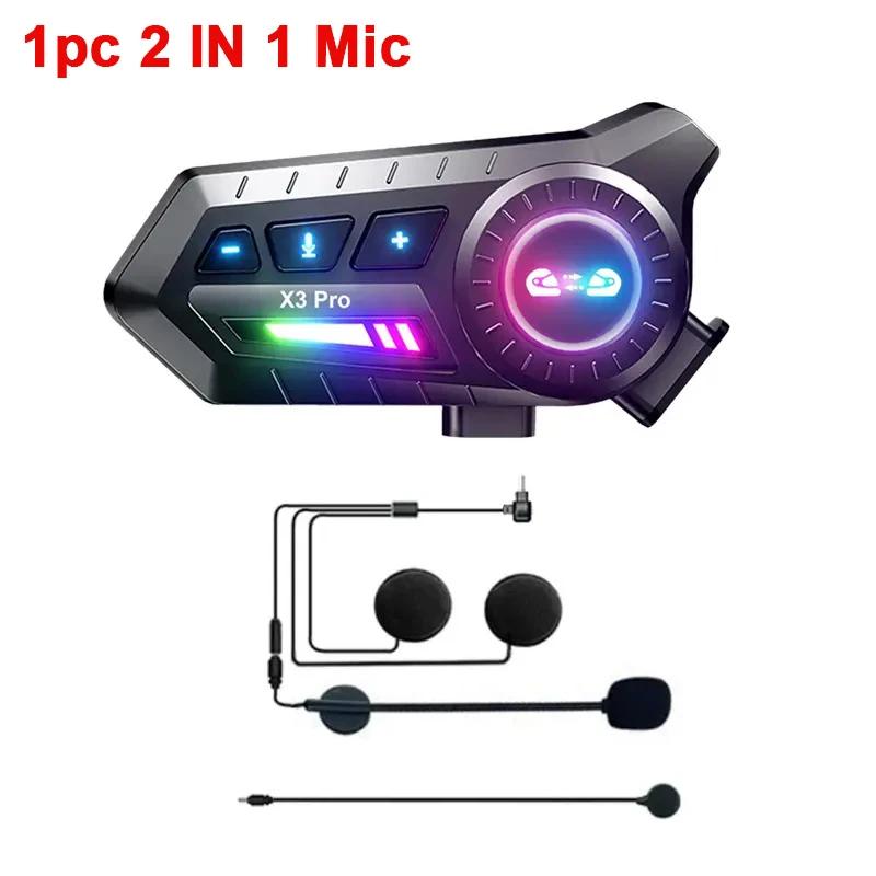 

1/2Pcs Bluetooth 6.0 Motorcycle Helmet Intercom X3 Pro Wireless Headset Interphone Intercomunicador Moto Waterproof Headphonee