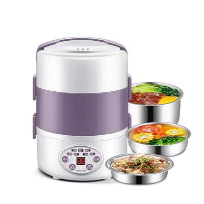 Elektrický obedový box s tromi vrstvami, plánované varenie a ohrev, nerezový izolovaný obedový box