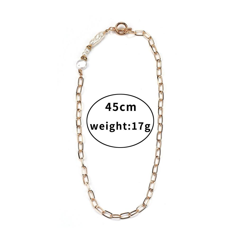 Simple Pearl Necklace, Fashionable Exaggerated Large Gold Chain, Versatile Metal Neck Chain, Personalized Collarbone Chain