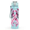 1PC Pink Ribbon Angel Breast Cancer Art 750ml Color Plastic Sports Water Bottle Leakproof Flip Straw Lid Suitable for Sports Office Home Use
