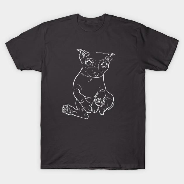 

Men Black Print T-shirt Bingus Cat White Line No-Cut Transfer Paper Print Cotton Tshirt 2XL асфальт