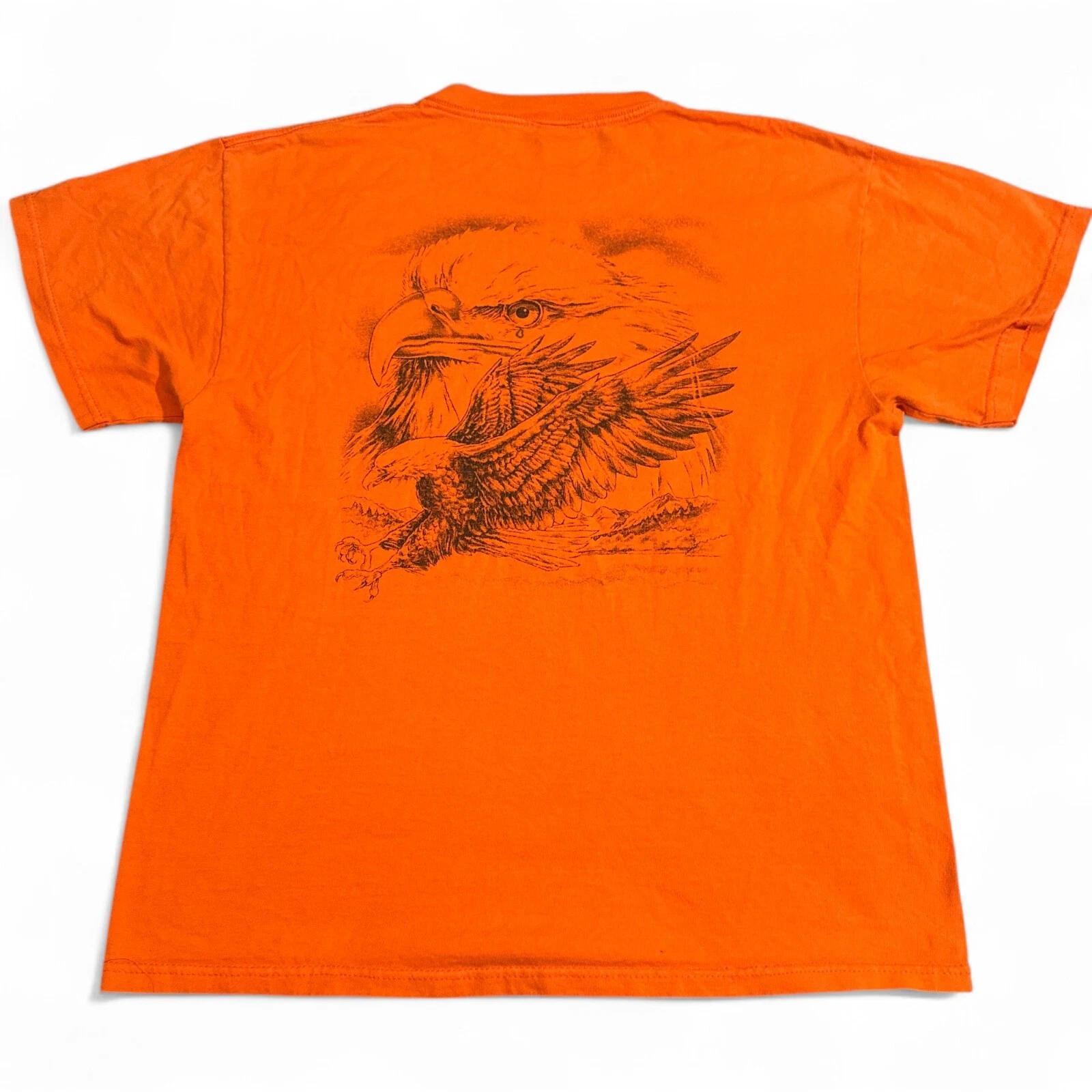 

Vintage 911 Veteran Bald Eagle Tee Shirt Adult Size Large Orange Big Logo M
