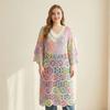 DIMANAF 2024 New Summer Women Long Knitted Dress Sleeve Basic Fashion Lace Dresses Casual Loose White