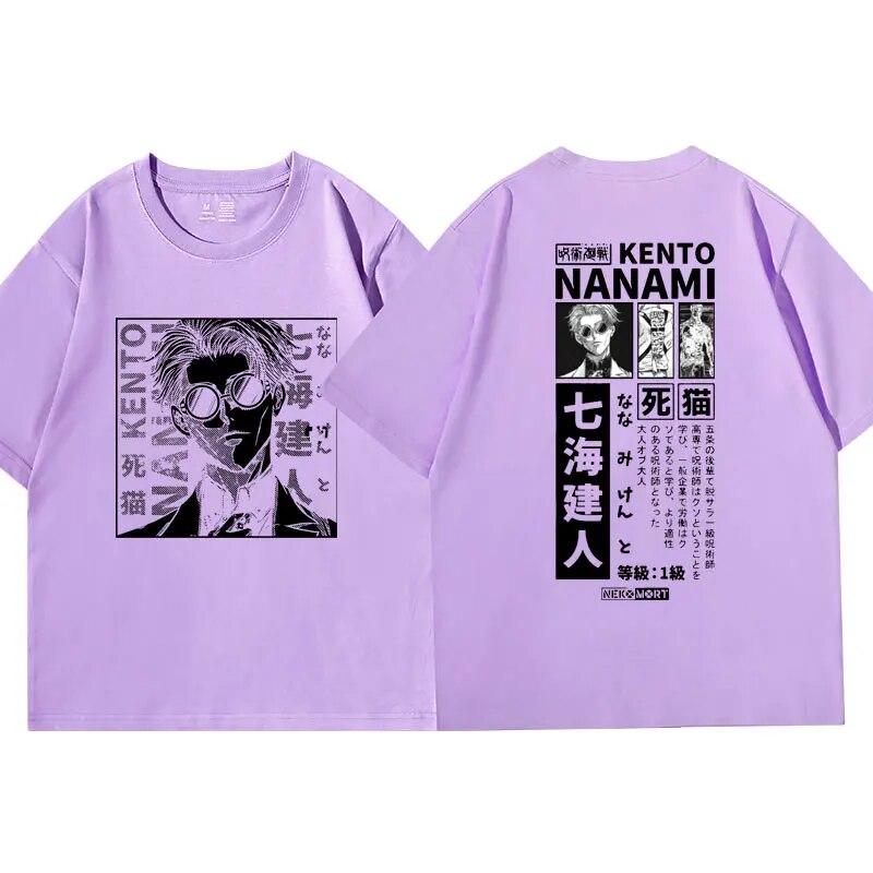 Anime Jujutsu Kaisen T-Shirt Japanisches Unisexga Nanami Kento Kurzarm-T-Shirts Unisex 100 % Baumwolle Lässiges übergroßes T-Shirt Unisex