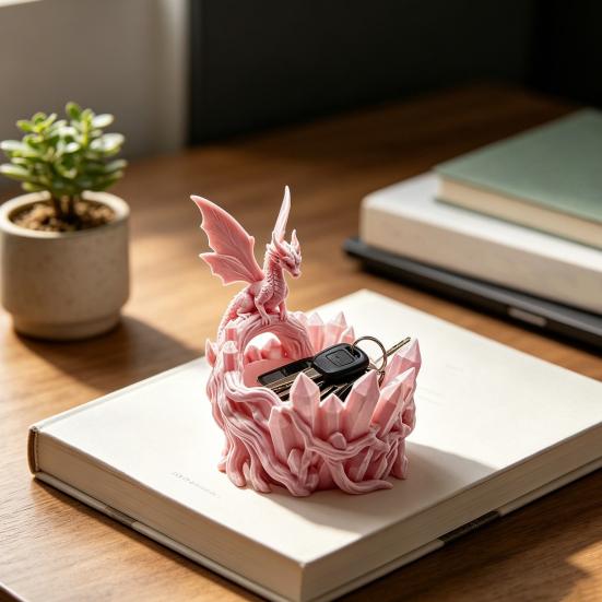 Dragon-shaped Miscellaneous Bowl Fantasy Crystal Cave Dragon Decor Storage Dish for Keys Coins