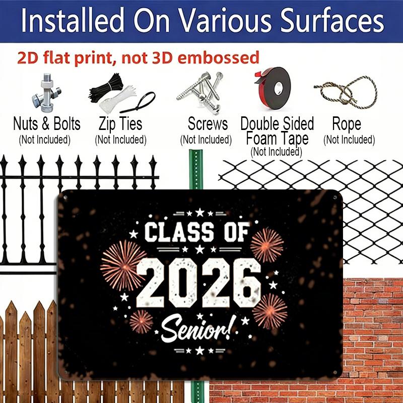 2D Flat 1pc 8X12 Inch Aluminium Metal Sign Celebrating The Class of 2026, Perfect for Senior Graduation. Wall Art for Home, Living Room, or Bedroom