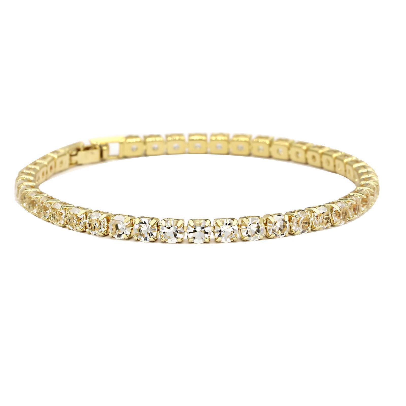 Браслет Хип-Хоп с Крестом и Круглыми Элементами 4 мм - Однорядный Полностью Алмазный Модный Браслет