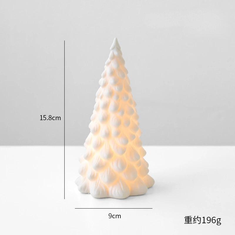 Ceramic luminous mini Christmas tree small desktop home ornaments Christmas gifts small scene layout props