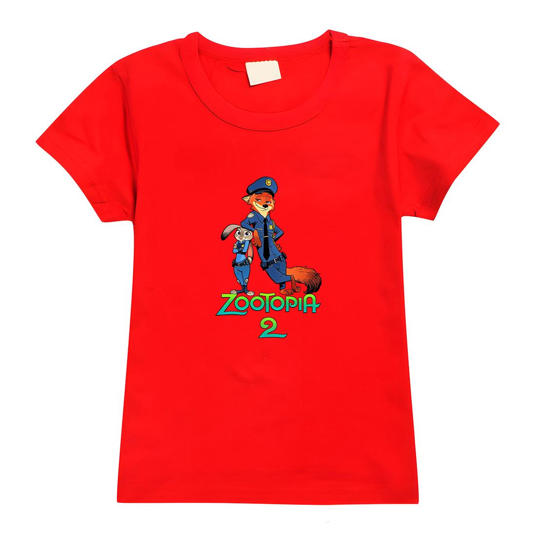 

Zootopia European & American Kids Short-Sleeve T-Shirt for Boys & Girls - Summer A4023 110cm червоний