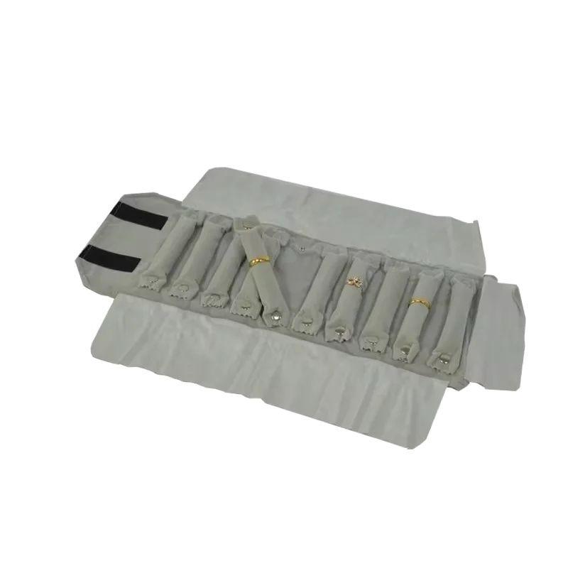 Black Grey Velvet Mini Jewelry Storage Bag For Easy Travel Ring Storage Roll Bag Fashion Exquisite Ring Storage Bag