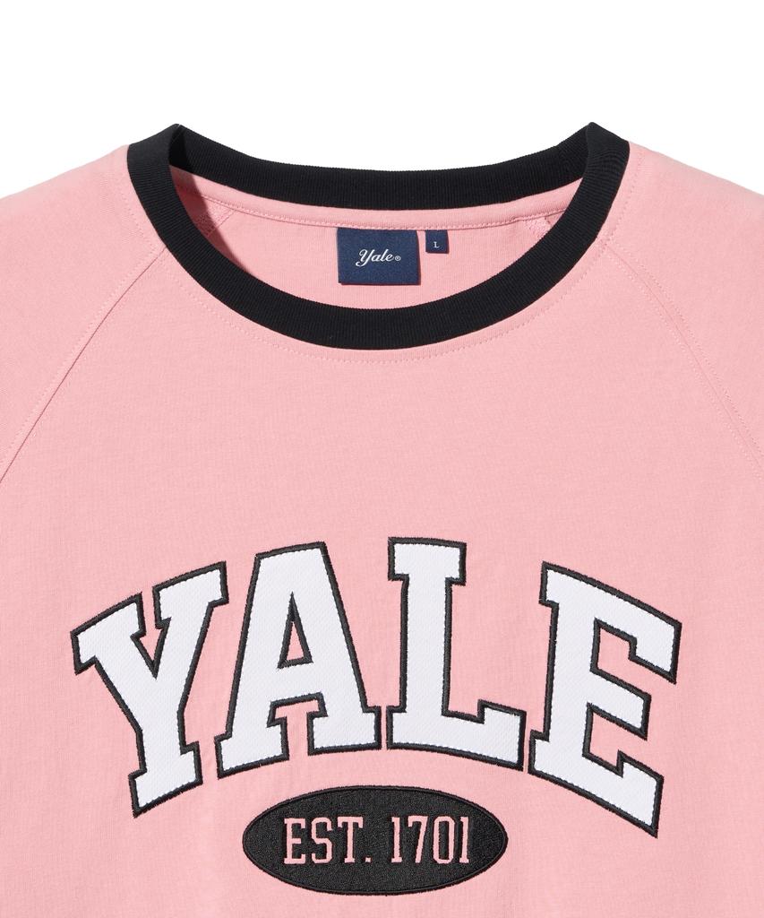 YALE Sporty Two-Tone Arch Short Sleeve T-Shirt Pale Pink