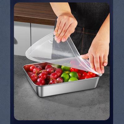 Thick Stainless Steel Tray Towel Plate Tiramisu Dish Cold Dish Square Plate Food Storage Box Prep Plate