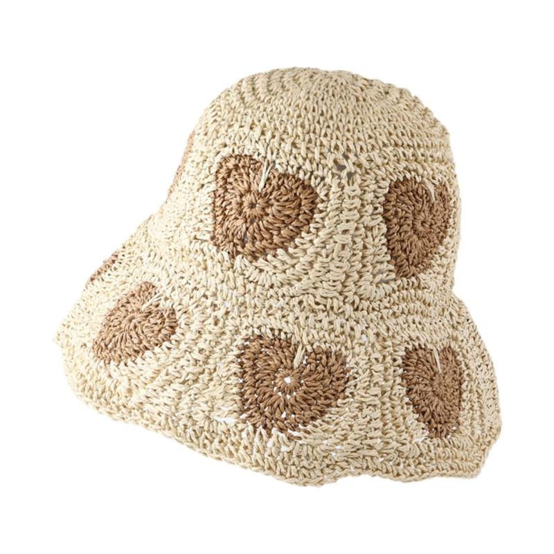 Handmade Bucket Hat Elegant Colorful Decorated Cloches Style for Women Party Heart Hat Cloche Lady Knitted Bucket Hat