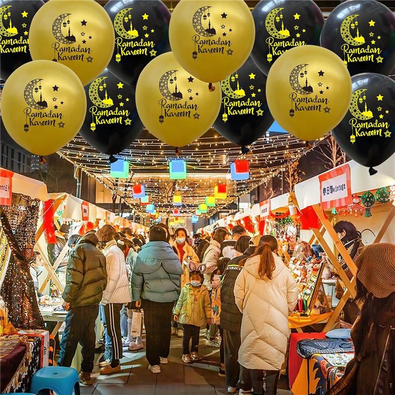 10pcs Ramadan Decorations Balloons 12in Large Latex Balloons for Eid Ramadan Eid Al Fitr Eid Al Adha Festival Party Muslim Party Decoration Supplies