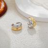 Glossy Smooth Double Layer Gold&Silver Mixed Color C-shape Clip Earrings for Women Stainless Steel No Piercing Ear Cuff Jewelry