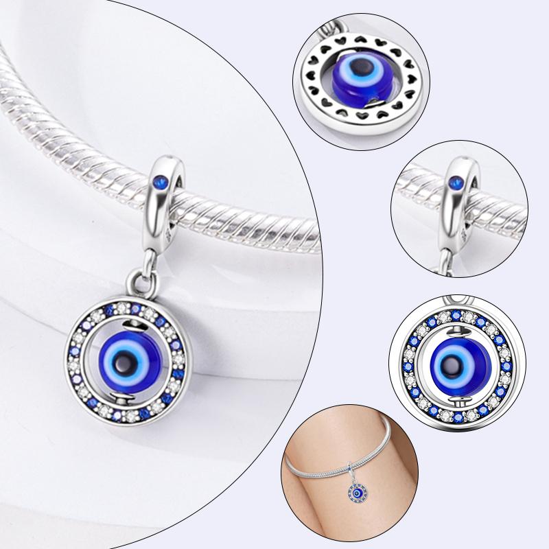 New 925 Silver Charms Beads Pendant Devil's Eye Blue Zircon Charms For Original Bracelet Charms DIY Jewelry Gift