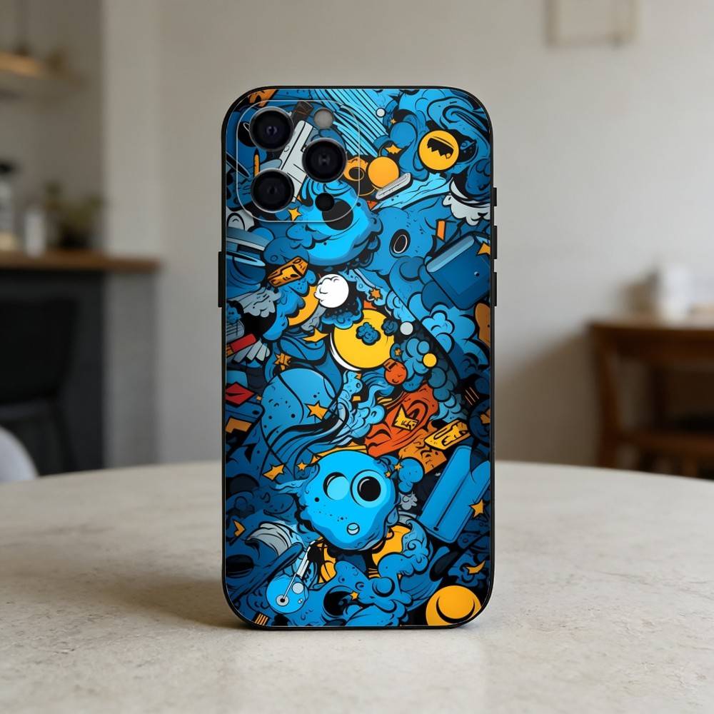 Cool C-Barevný Graffiti Kryt na Telefon Pro iPhone 17,16,15,14,13,12,11 Plus,Pro,Max,Mini Silikonový černý Měkký Kryt