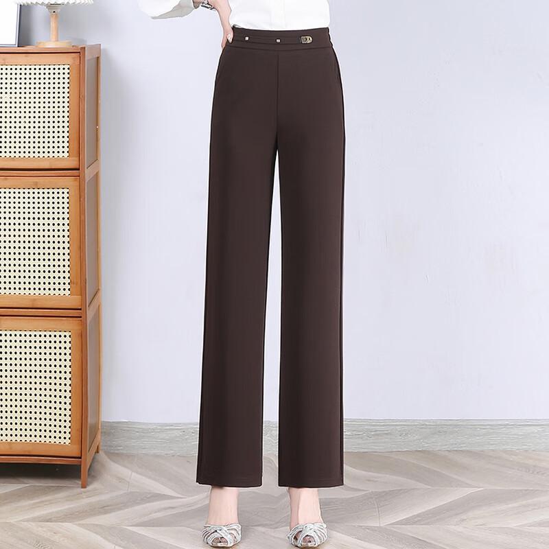 Ronghua 2025 Women's Straight-Leg High-Waist Casual Trousers