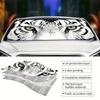 1Pcs White Tiger Pattern Windshield Sunshade UV Rays Heat Blocker Keeps Vehicle Cool Unique Design Fit Sedans SUVs Trucks RVs
