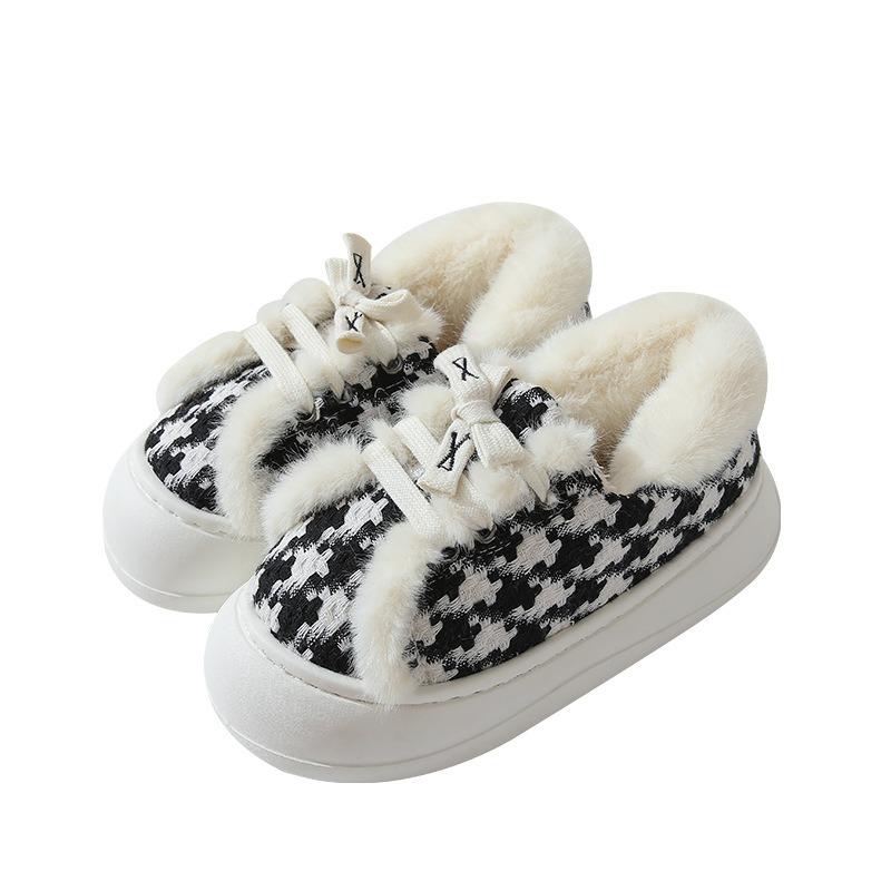 Snow Boots Bag Heel Women's Indoor and Outdoor Fleece Thick-soled Non-slip Warm Couple Fluffy Cotton Shoes Non-slip Fleece
