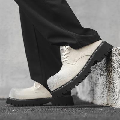 Fashion Derby Thick Soled Men's Shoes Trendy British Youth Style Outdoor Street Walking Black and Brown Plus Hot Selling Size 38-46