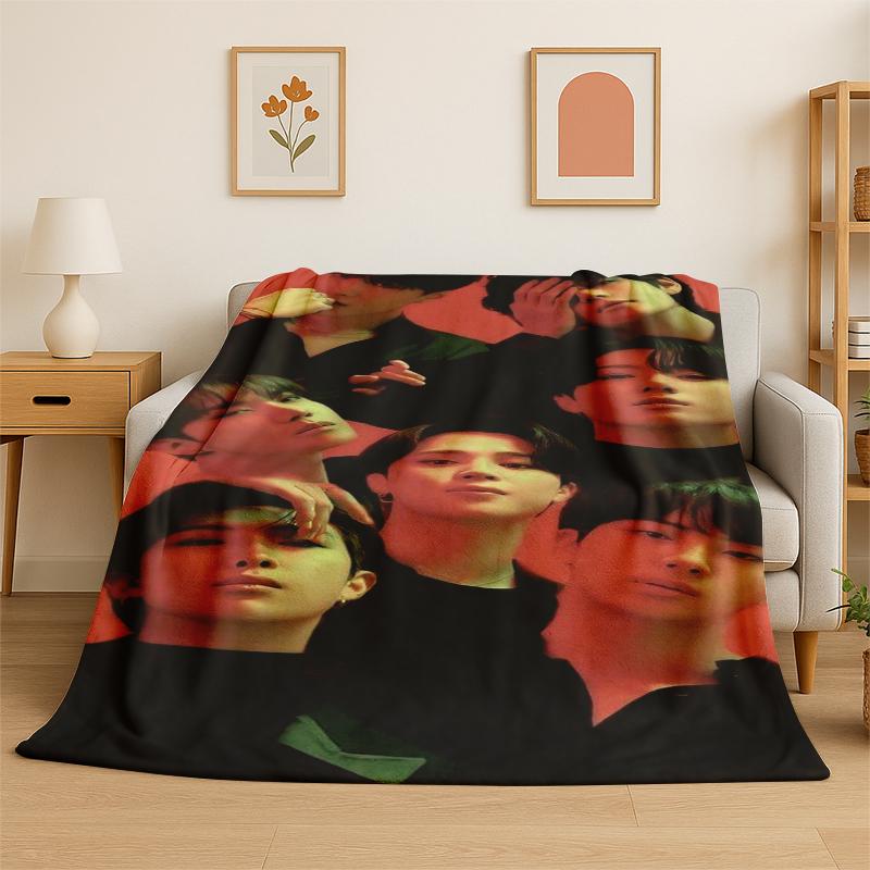 Kpop BBTS Fashion Group Stern Flanelldecke Weiche Warme Überwurfdecke für Schlafzimmer Wohnzimmer Bett Reise Camping Picknick Geschenk