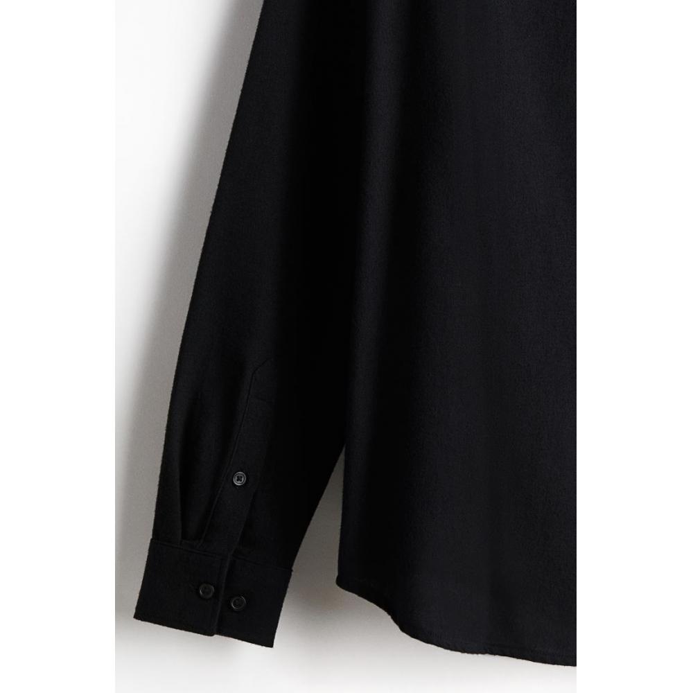 H M Regular Fit Flannel sHirt Black