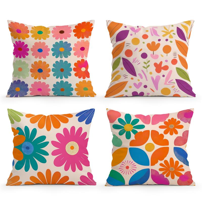 Tinika Chen Unisex Abstract Floral Pillowcase Throw Pillow Cover Nordic Vintage Style Cushion Covers Home Living Room Sofa Couch Seat Decor