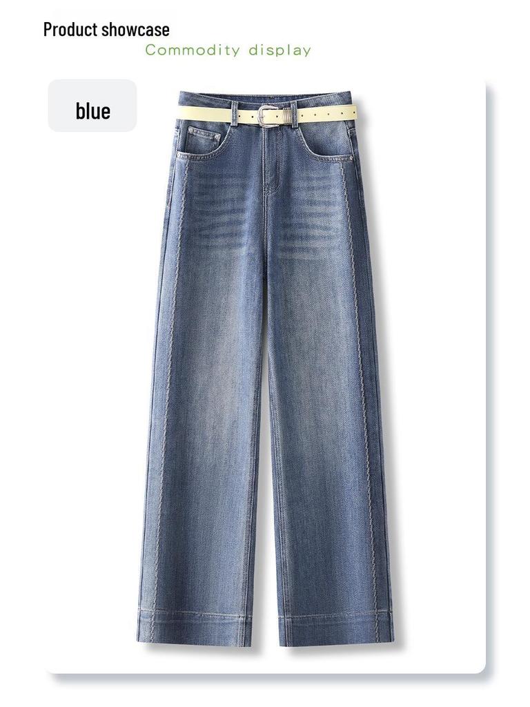 2025 Women's Yellow High Waist Straight Leg Jeans - Slimming, Cropped, Loose Fit for Spring/Autumn