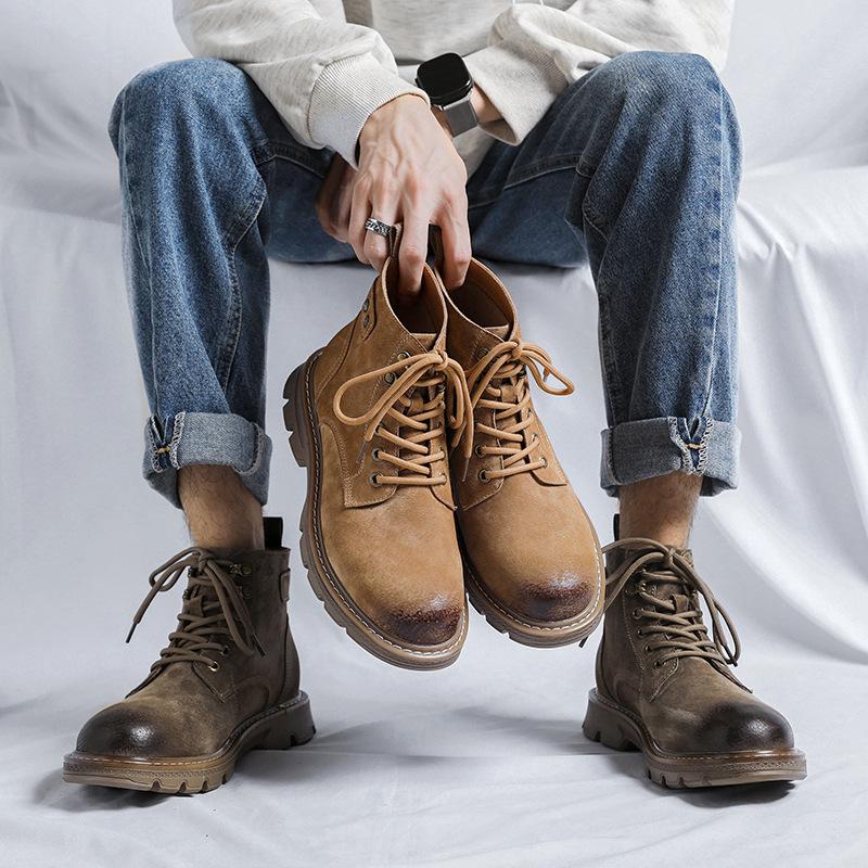 2025 Martin boots men's pigskin British round head leather boots Korean version tooling boots outdoor leisure snow boots 8134-R