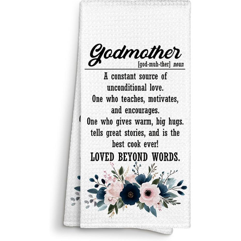 Godmother Definition Gifts Kitchen Towels Decorative 16x24, Godmother Dish Towel Cloths Dishcloths Tea Towel, Godmother Bathroom Kitchen Hand Towel