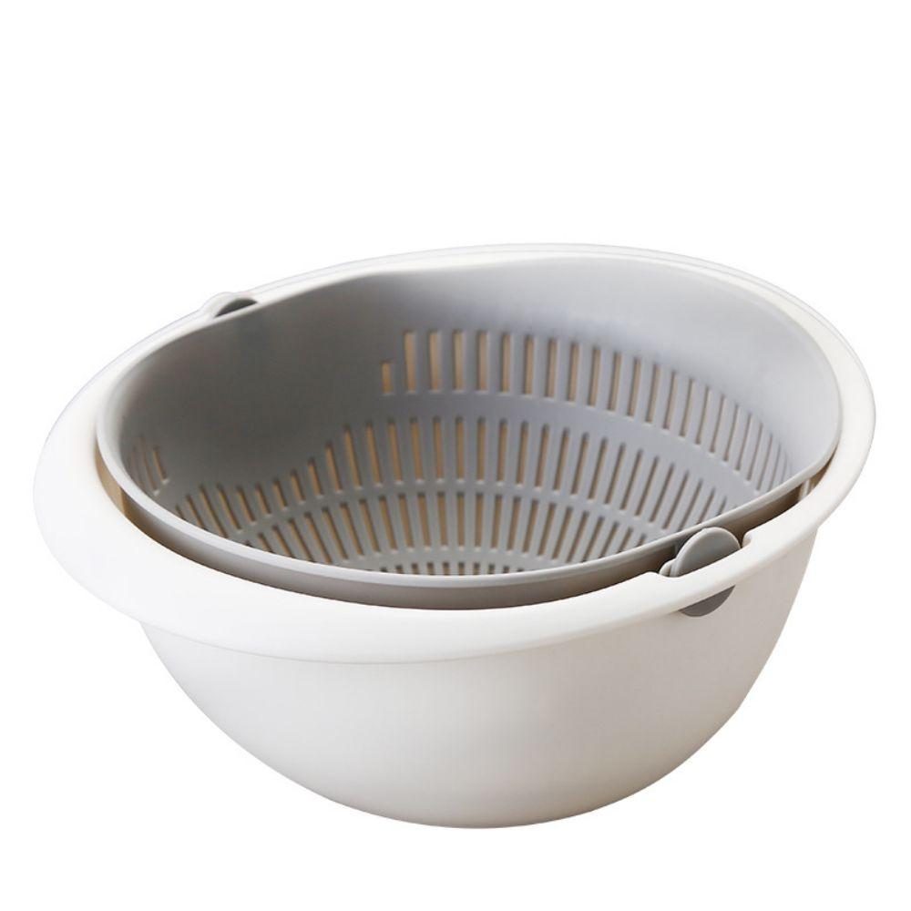 

Кухонная вращающаяся двойная корзина для слива, корзина для мытья и хранения фруктов и овощей, дуршлаг, миска, инструмент для чистки и фильтрации серый