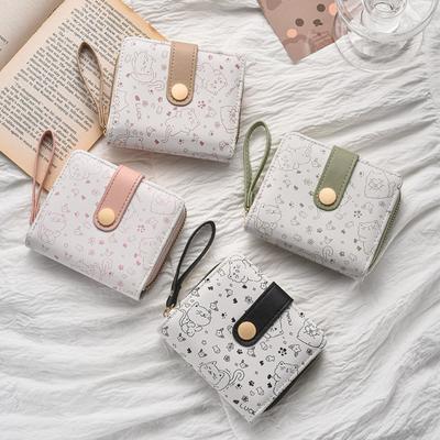 Cute Cartoon Student Folding Zipper Change Bag Card Bag Wallet Integrated