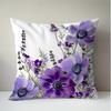 Purple Anemone Lavender Pillow Cover Vintage Botanical Floral Print Boho Wildflower Cushion Case For Sofa Bed Couch Home Decor